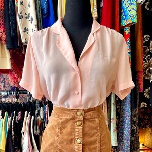 Vintage Pink Button Up Blouse